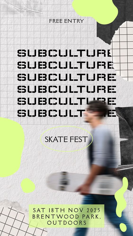 Skate fest Pinterest pin template, editable design