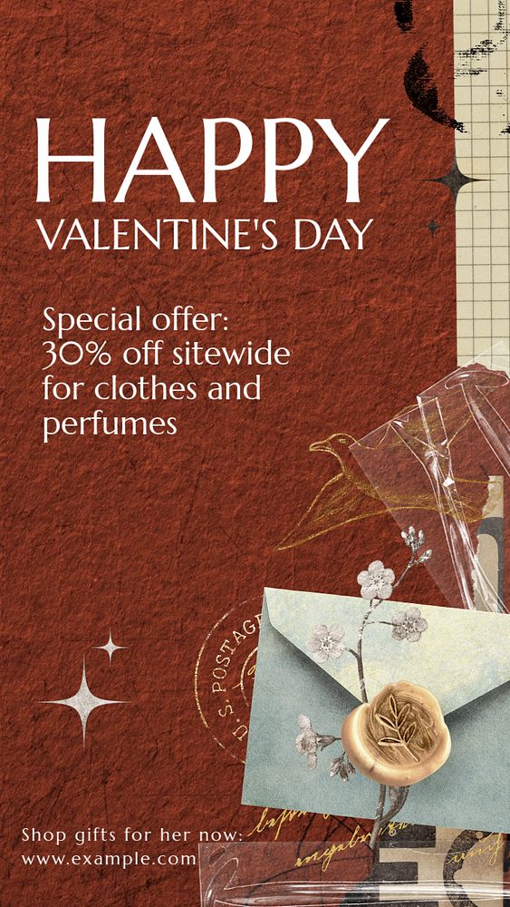Valentine's sale Facebook story template, editable design