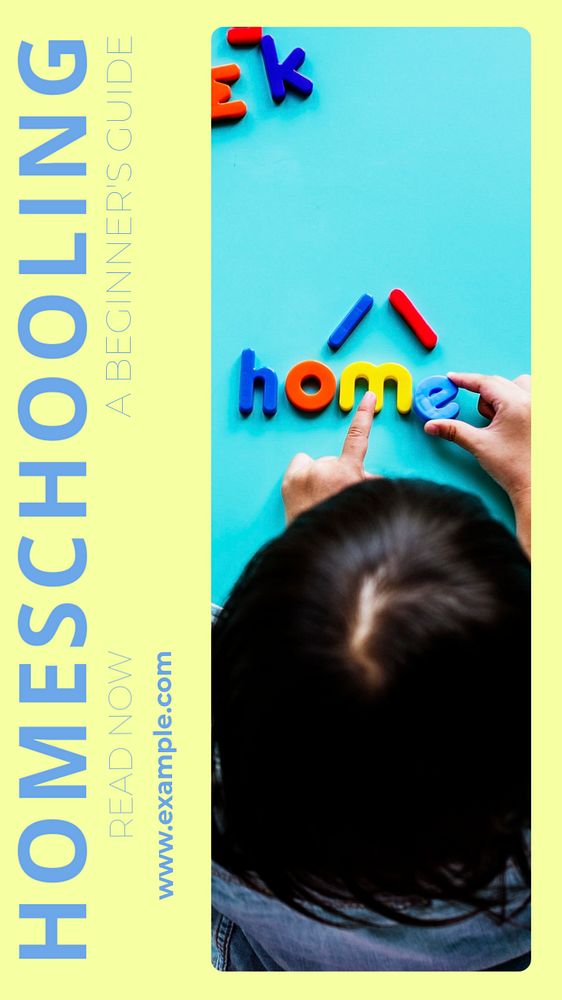 Home school children story template, editable social media design