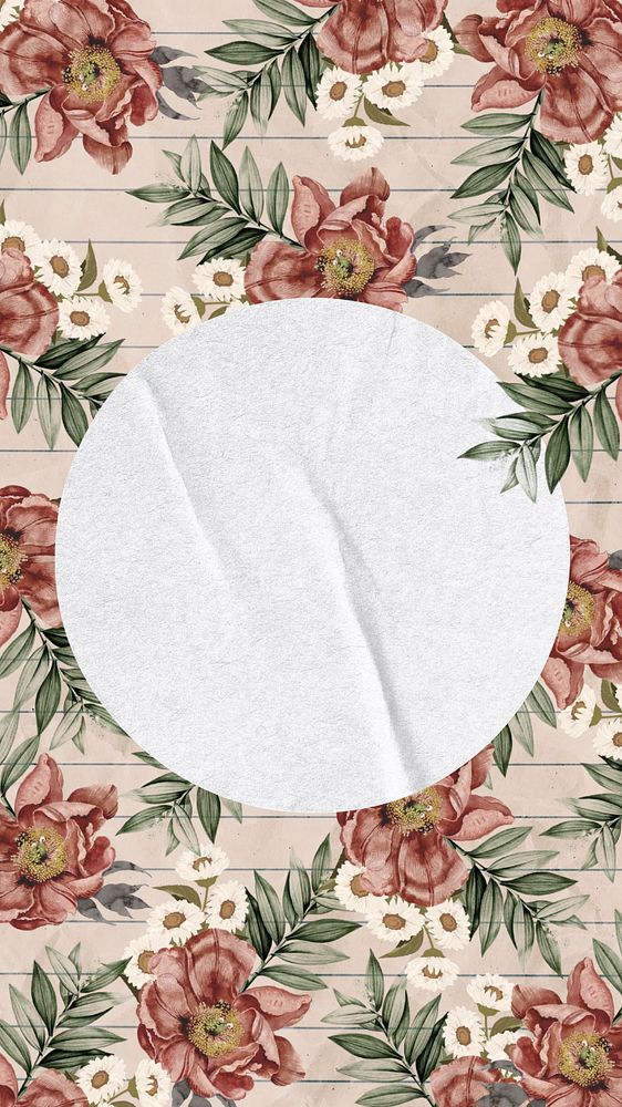 Camellia flower frame phone wallpaper, editable design