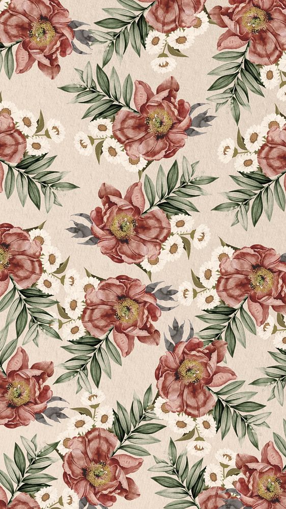 Vintage camellia flower background, aesthetic patterned background, editable design