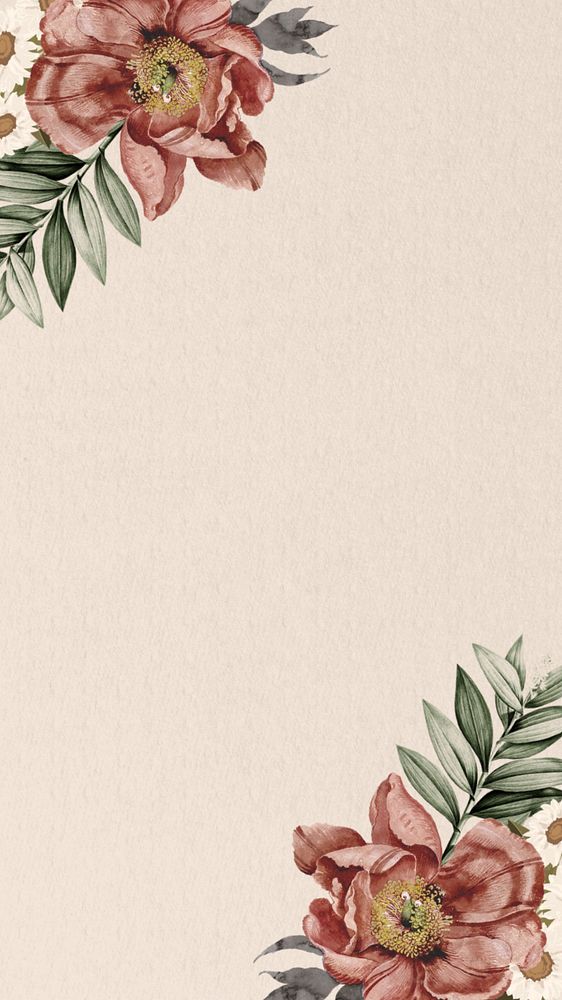 Vintage camellia flower phone wallpaper, beige aesthetic background, editable design