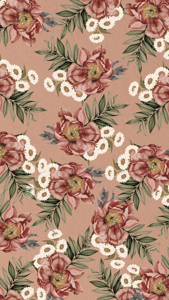 Vintage camellia flower background, aesthetic patterned background, editable design