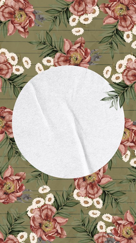 Camellia flower frame phone wallpaper, editable design