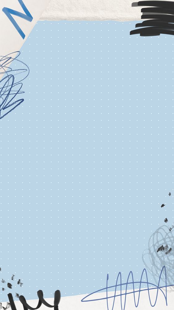 Blue dotted pattern iPhone wallpaper, abstract graffiti border, editable design