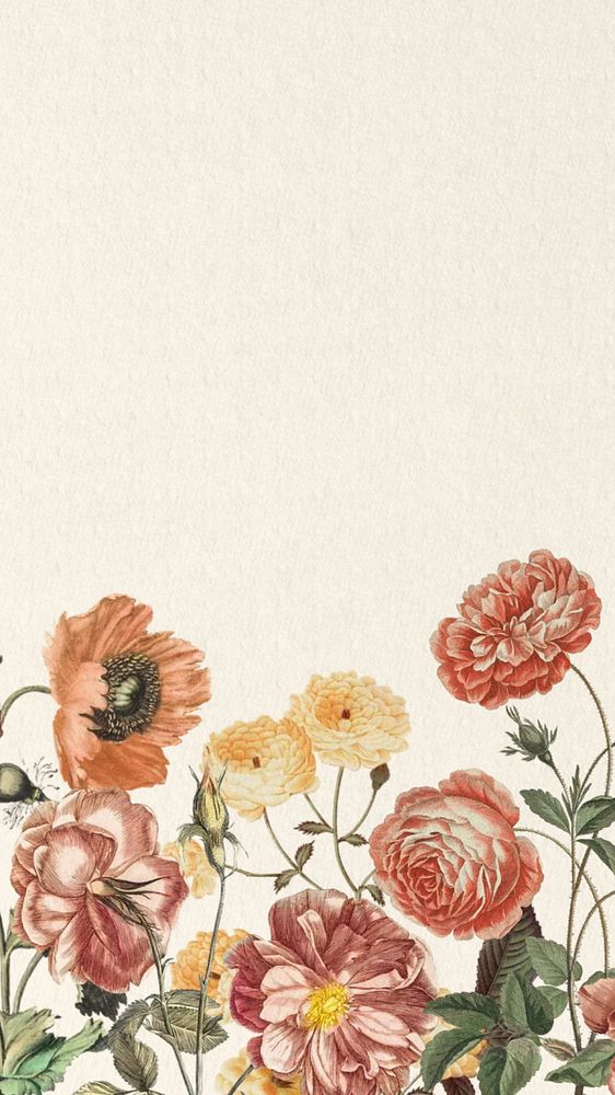 Feminine vintage floral mobile wallpaper, pink flowers border, editable design