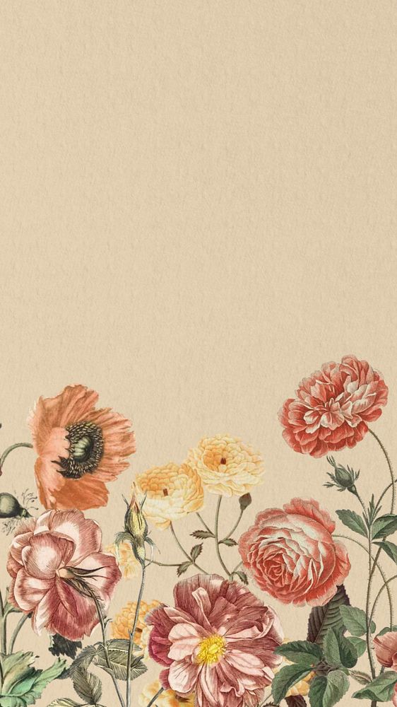 Feminine vintage floral mobile wallpaper, pink flowers border, editable design