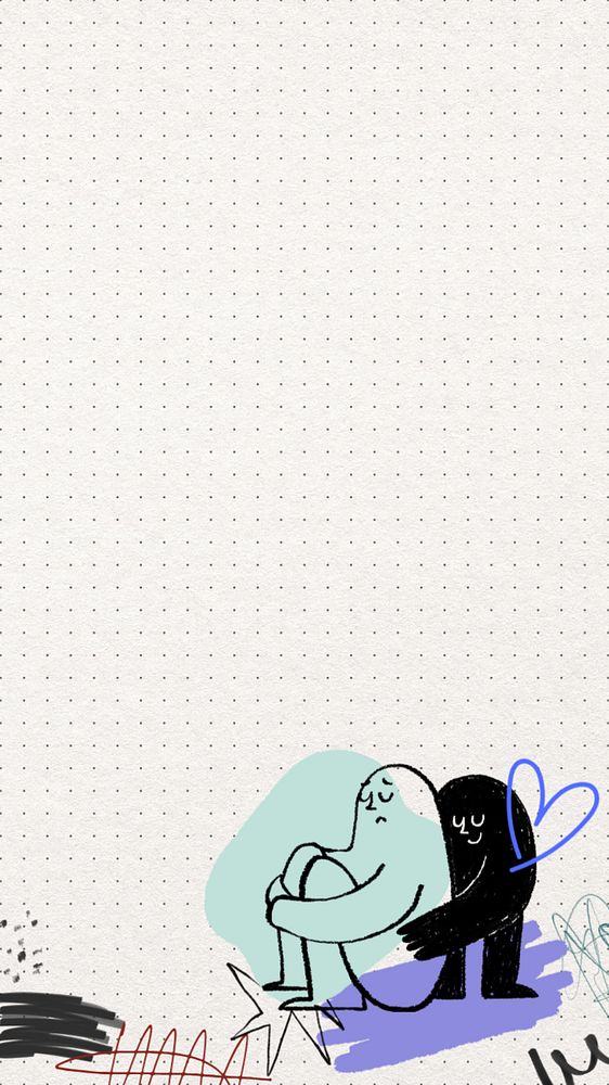 Mental health doodle iPhone wallpaper, cute illustration, editable design