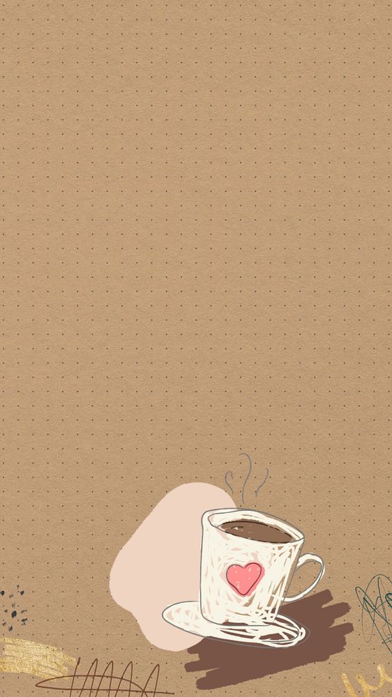 Editable coffee cup mobile wallpaper, collage remix design