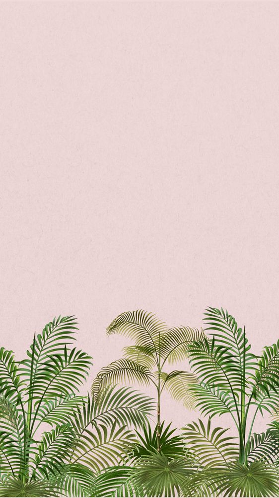 Tropical palm trees mobile wallpaper, botanical border background, editable design