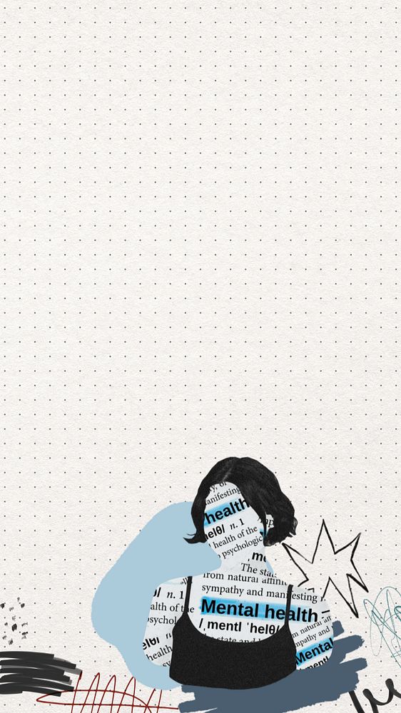 Women's mental health iPhone wallpaper, collage art, editable design