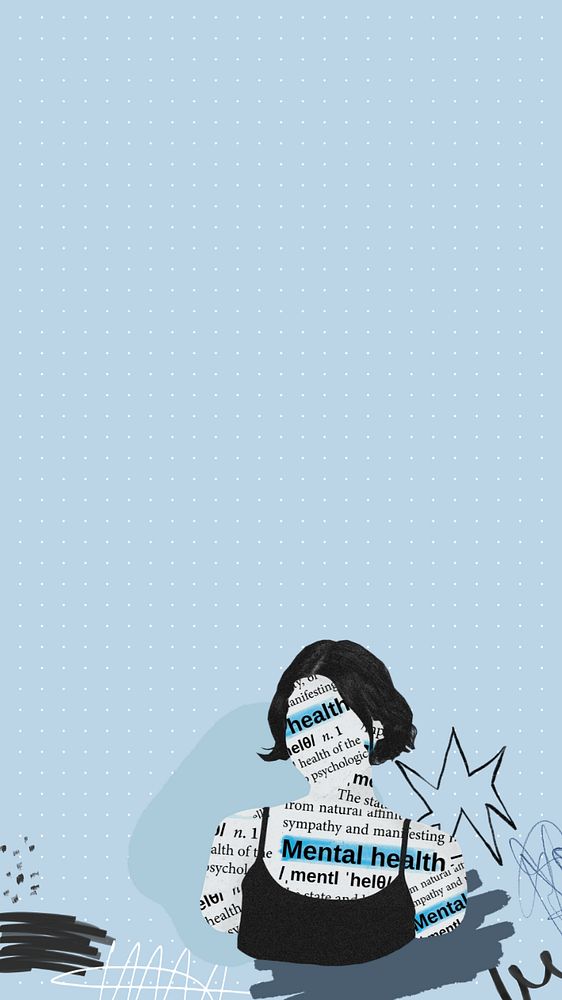 Women's mental health iPhone wallpaper, collage art, editable design