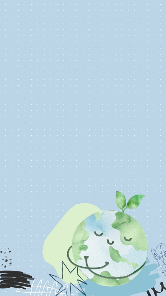 Cute green globe iPhone wallpaper, environment collage art, editable design