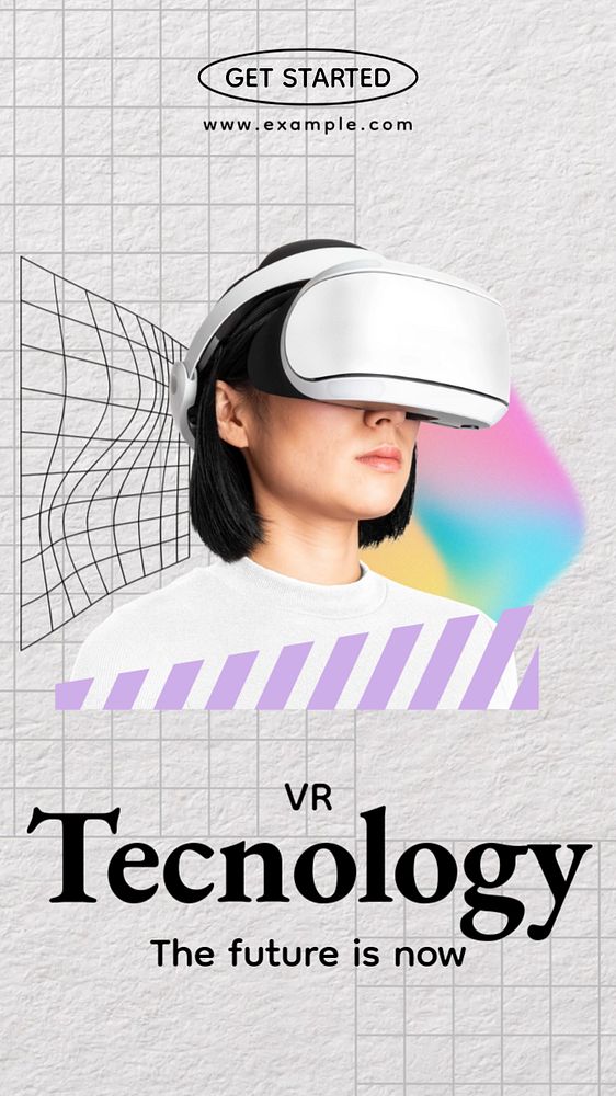 VR technology Pinterest pin template, editable design