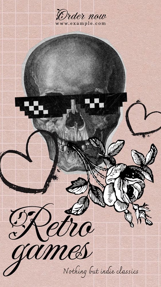 Aesthetic skull Pinterest pin template, editable design