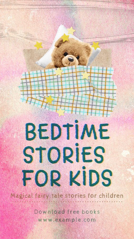 Bedtime stories Facebook story template, editable design