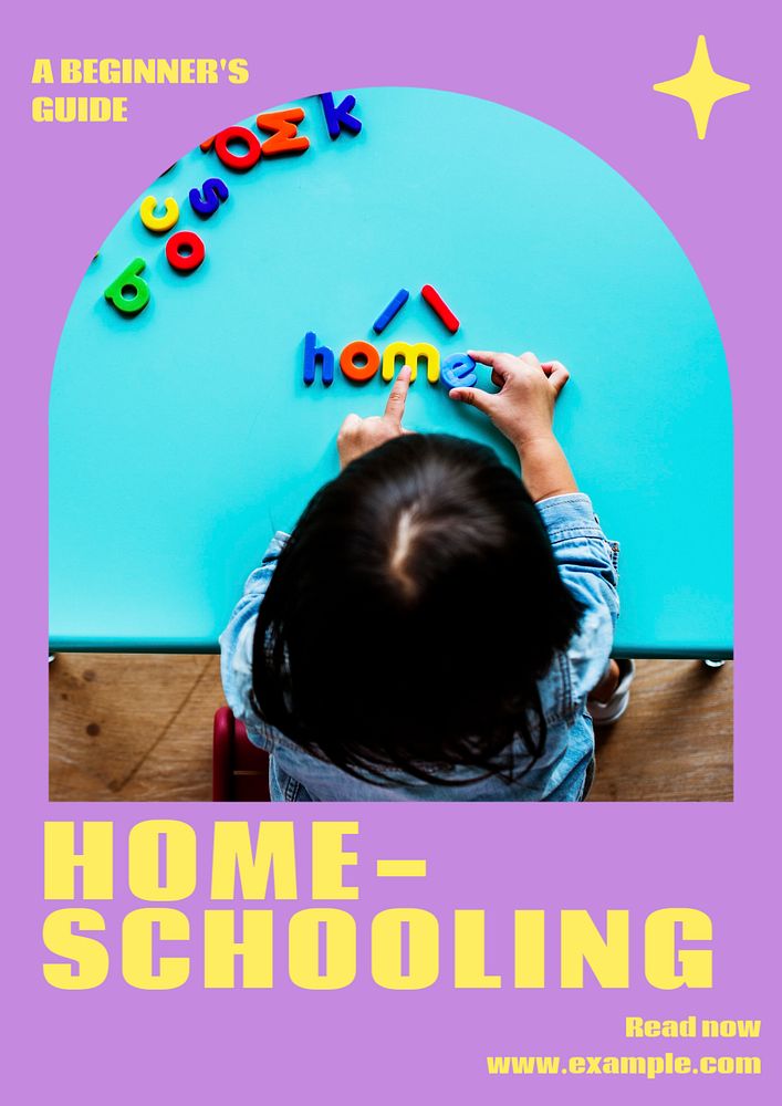 Home school children editable poster template