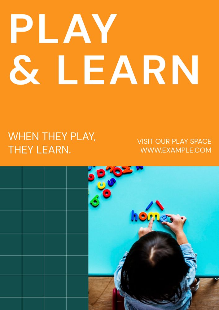 Play & learn editable poster template