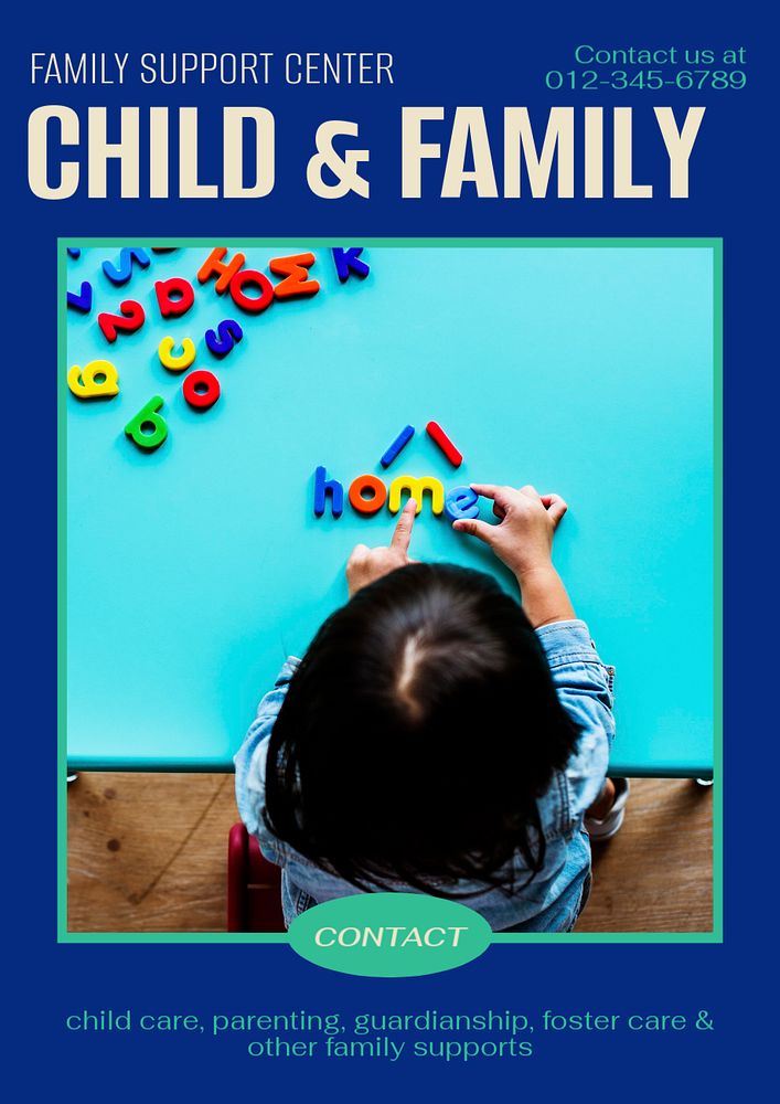 Child & family support editable poster template