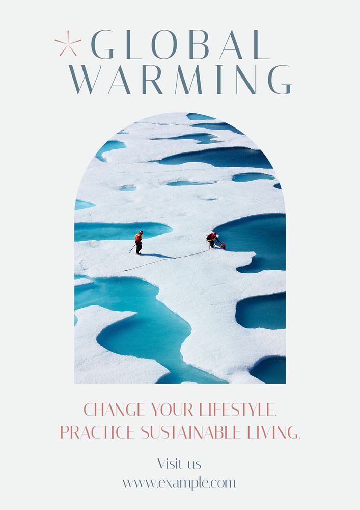 Global warming poster template, editable text & design