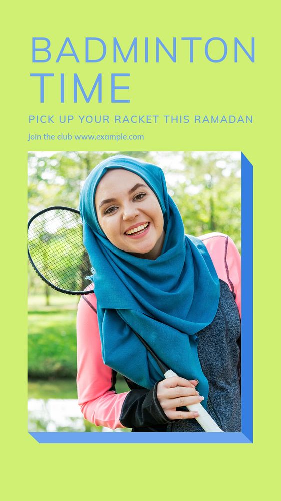 Badminton during Ramadan story template, editable social media design