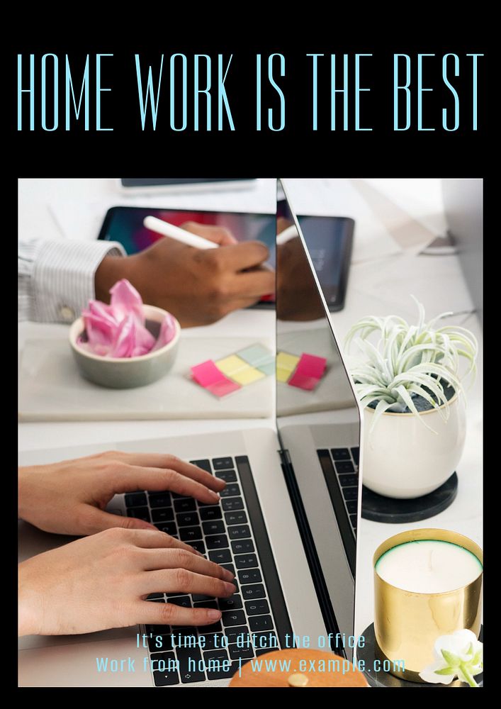 Remote work editable poster template