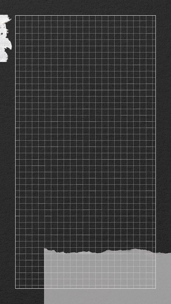 Grid black mobile wallpaper, editable ripped paper collage element