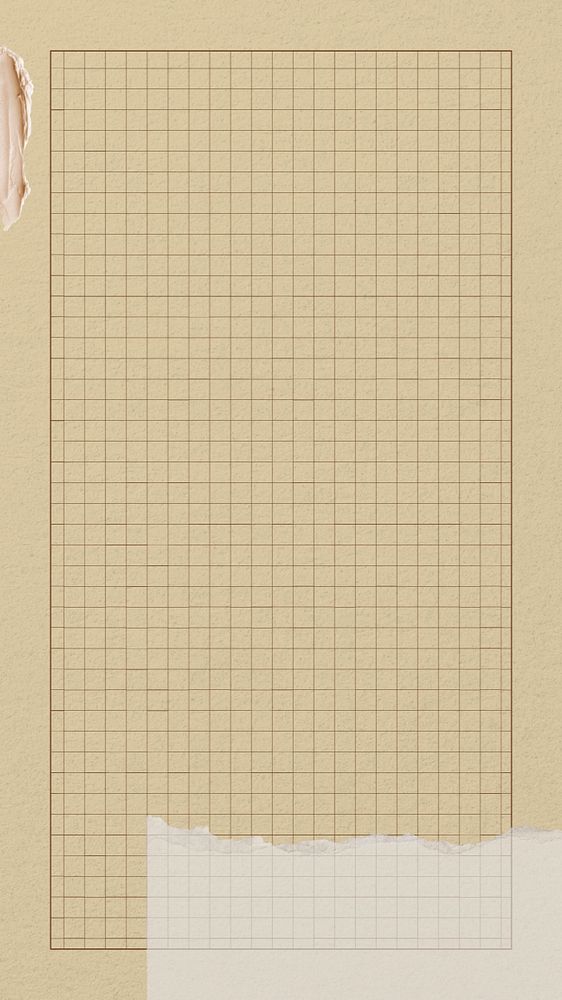 Beige grid mobile wallpaper, editable ripped paper collage element