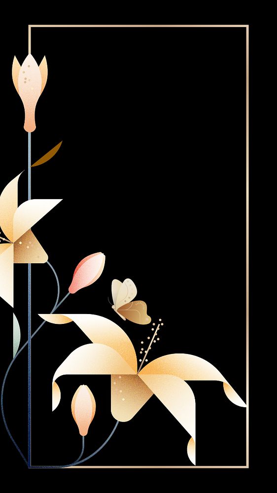 Black lily floral iPhone wallpaper, editable design