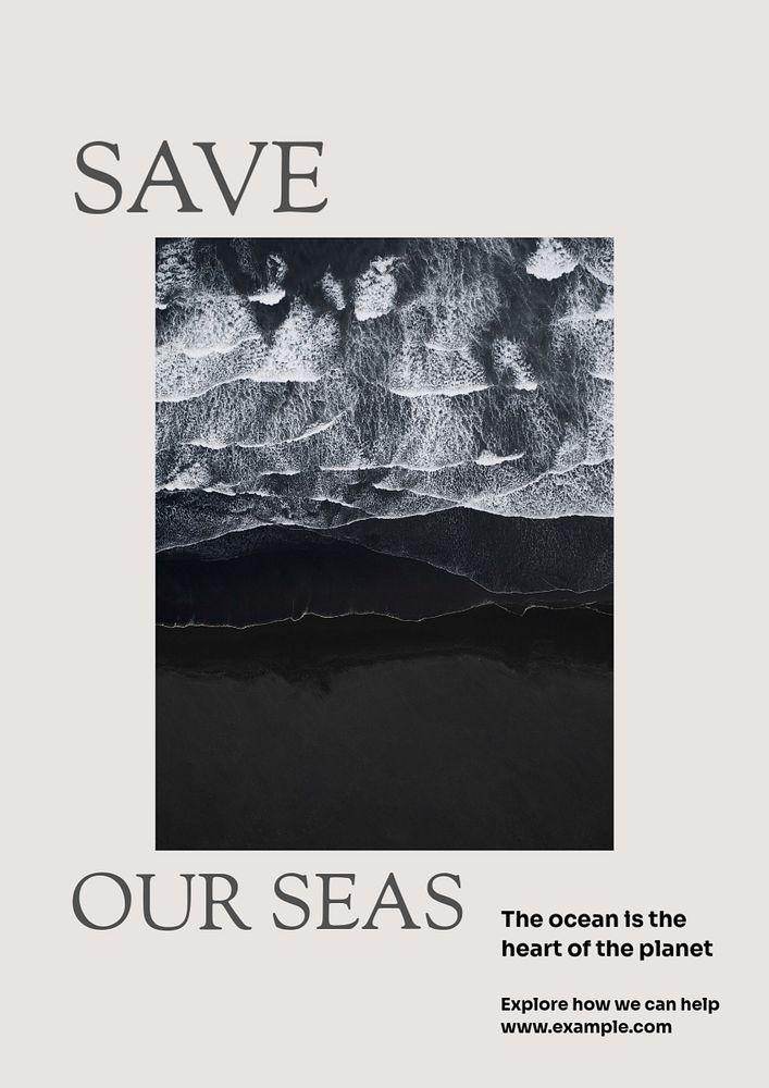 Save the seas poster template, editable text & design