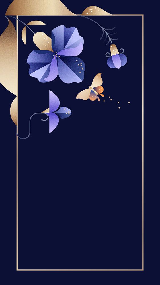 Blue iris floral mobile wallpaper, editable design