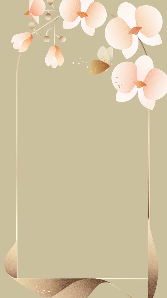 Beige orchid floral iPhone wallpaper, editable design