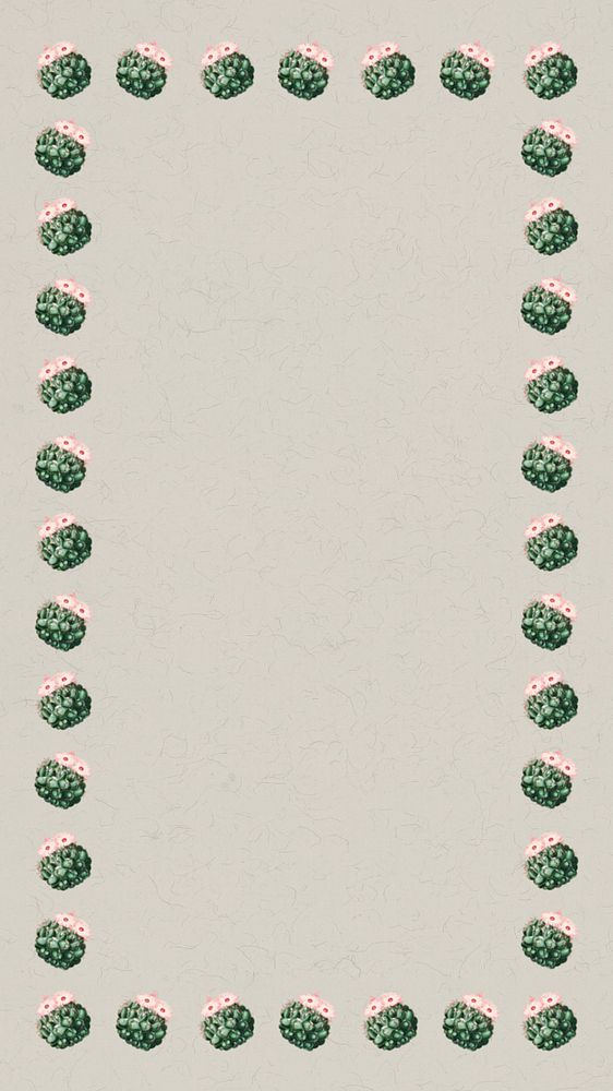 Cactus illustration iPhone wallpaper, editable design border