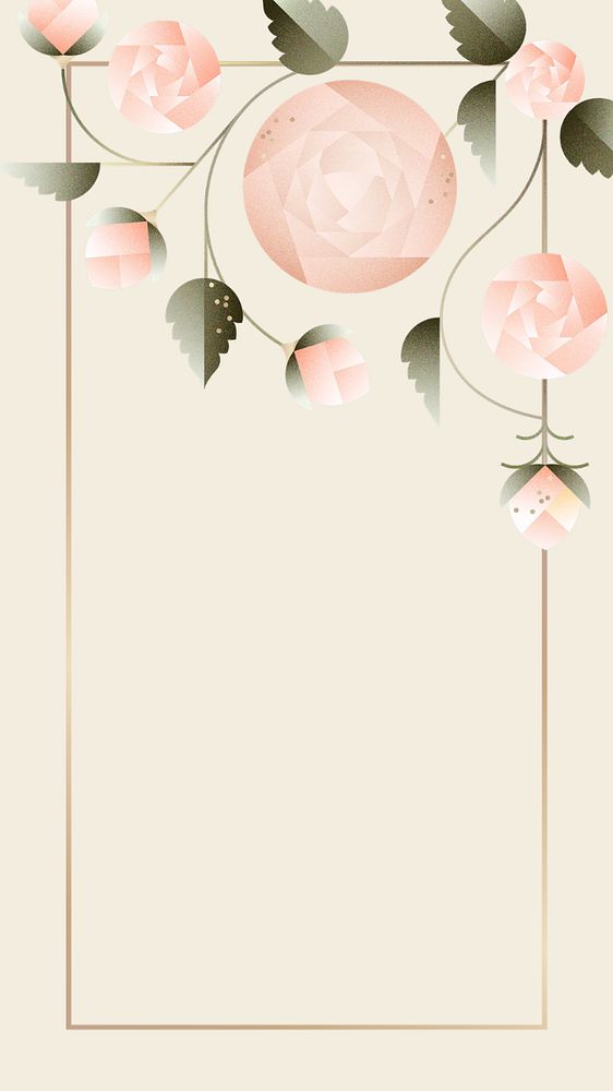 Beige rose floral mobile wallpaper, editable design