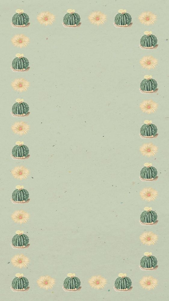 Cactus illustration green iPhone wallpaper, editable design