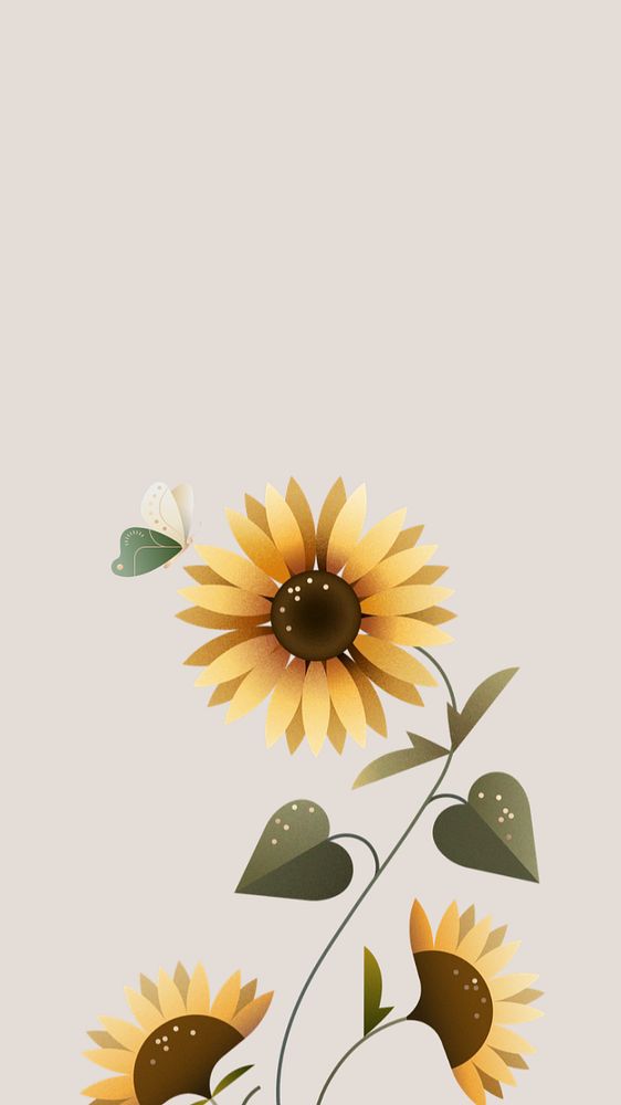 Beige geometric sunflower phone wallpaper, editable design