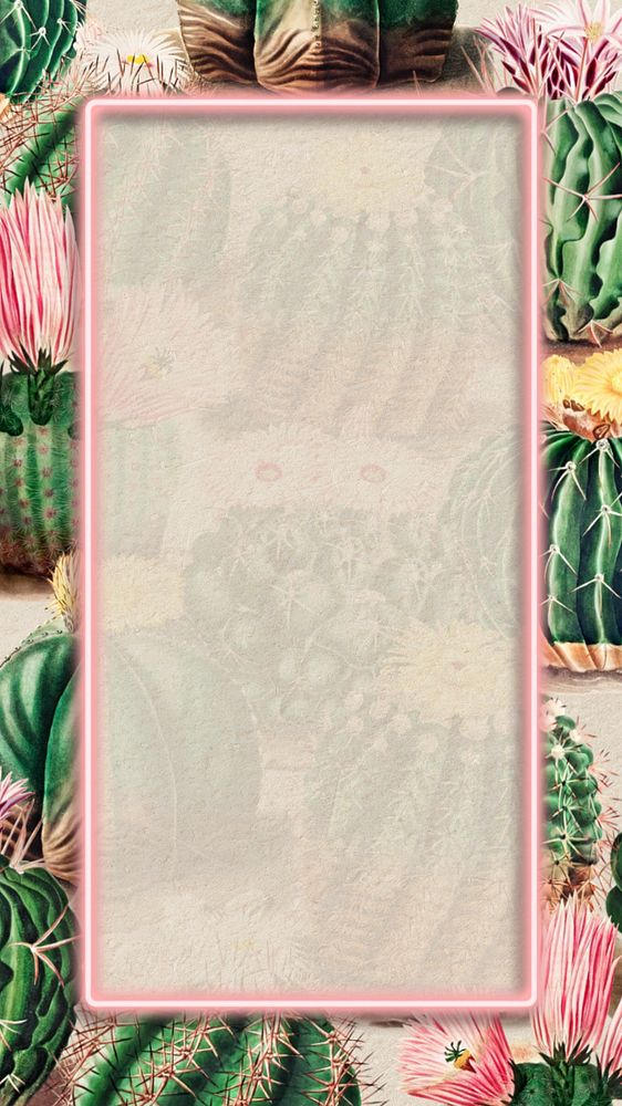 Cactus illustration iPhone wallpaper, editable design