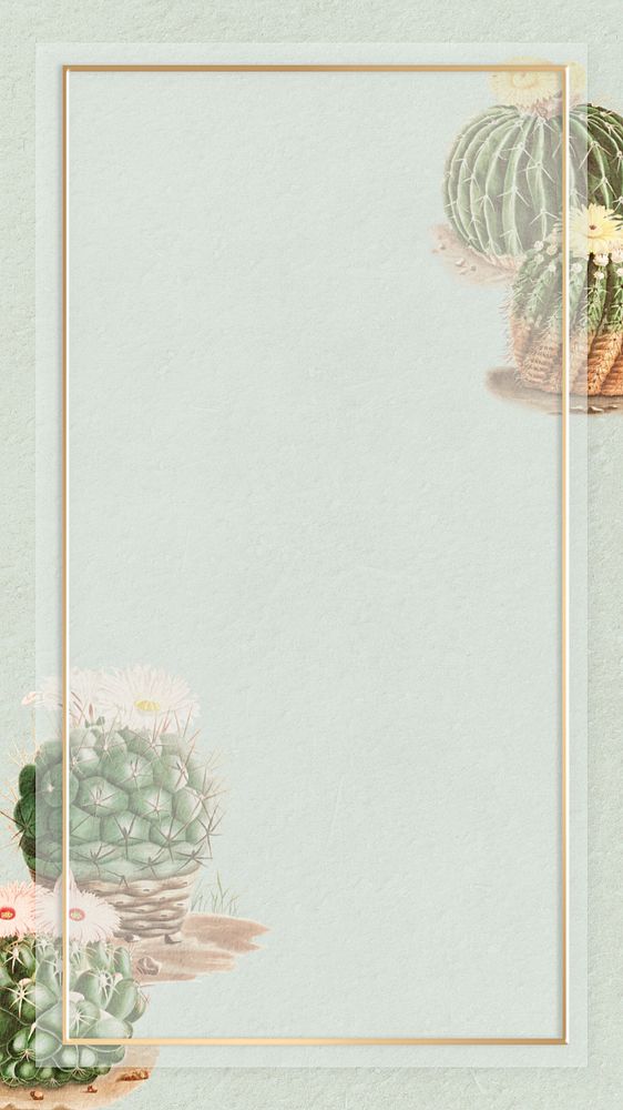 Cactus illustration green iPhone wallpaper, editable design