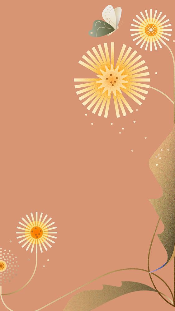 Geometric dandelion floral phone wallpaper, editable design