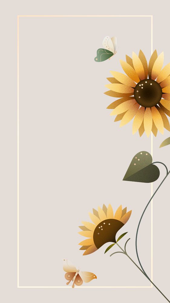 Beige geometric sunflower mobile wallpaper, editable design