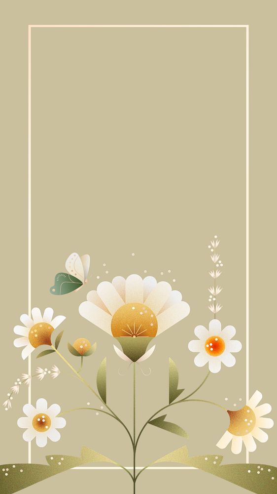 Geometric daisy floral mobile wallpaper, editable design