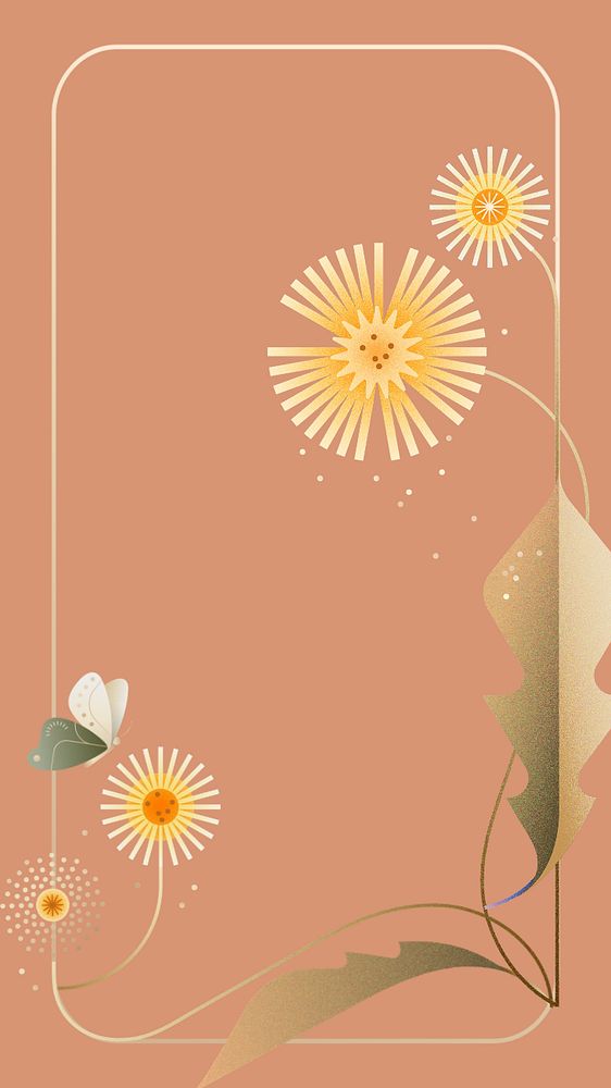 Flat dandelion floral mobile wallpaper, editable design