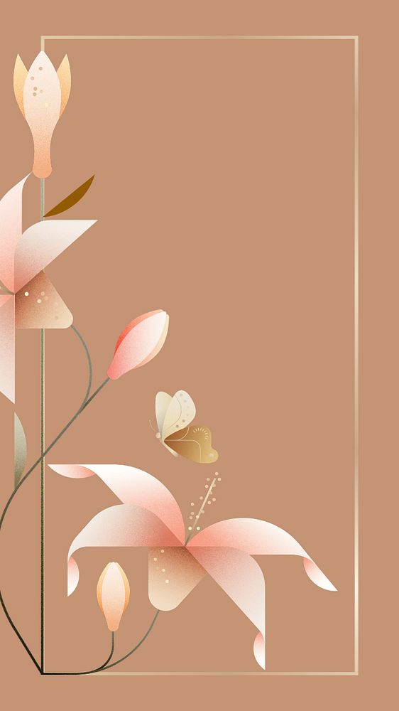 Brown lily floral iPhone wallpaper, editable design