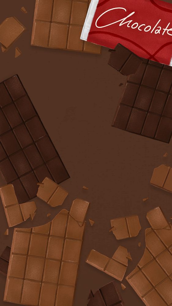 Chocolate bars mobile wallpaper, dessert illustration, editable design