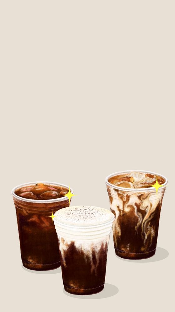 Freshly brewed coffee iPhone wallpaper, morning drinks illustration, editable design