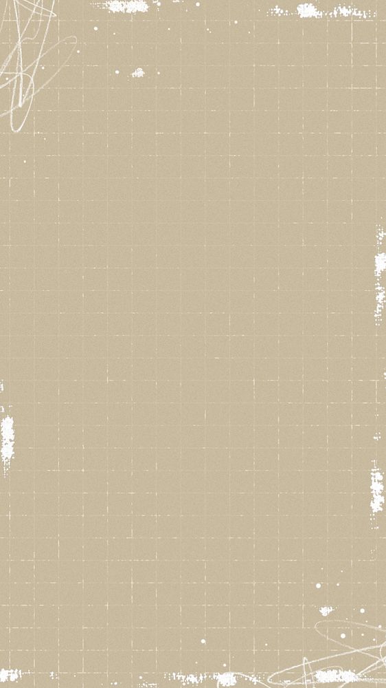 Brown grid pattern mobile wallpaper, ink stain border, editable design