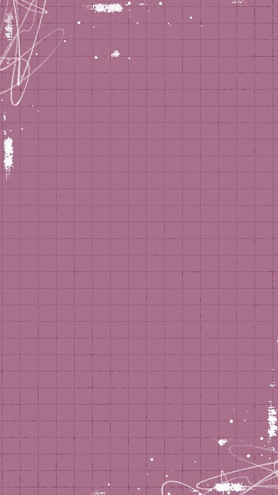 Pink grid pattern mobile wallpaper, ink stain border, editable design