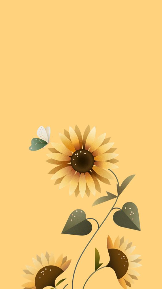 Yellow geometric sunflower phone wallpaper, editable design