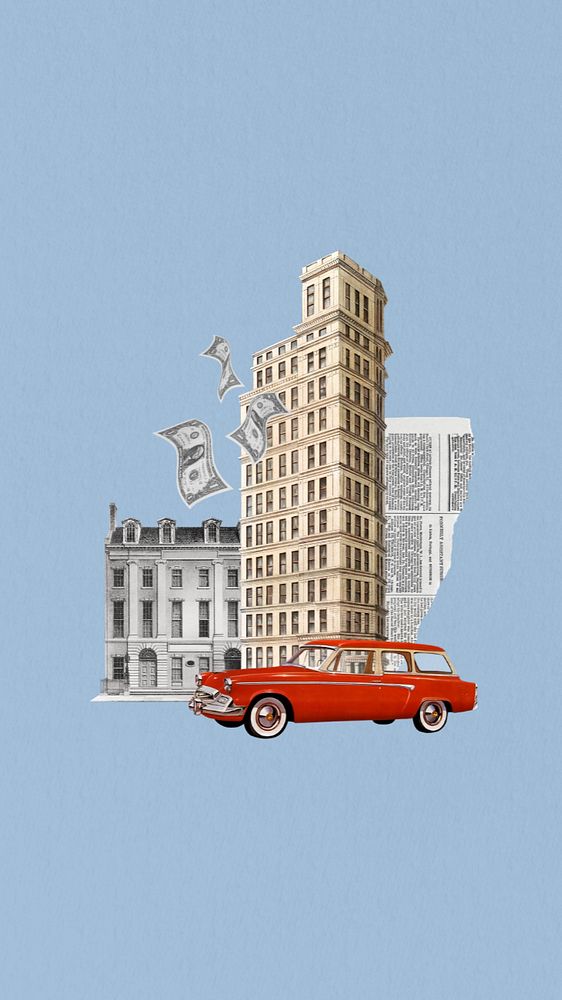 Real estate buildings iPhone wallpaper editable collage. Remixed by rawpixel.