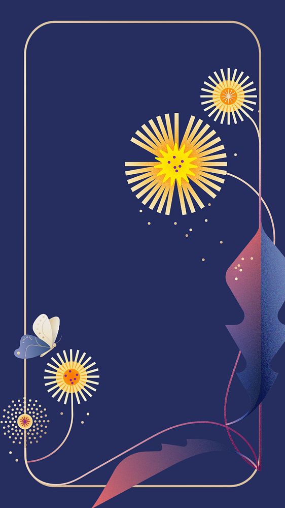 Blue dandelion floral mobile wallpaper, editable design